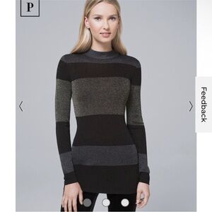 White House Black Market Black and Gray Knit Top